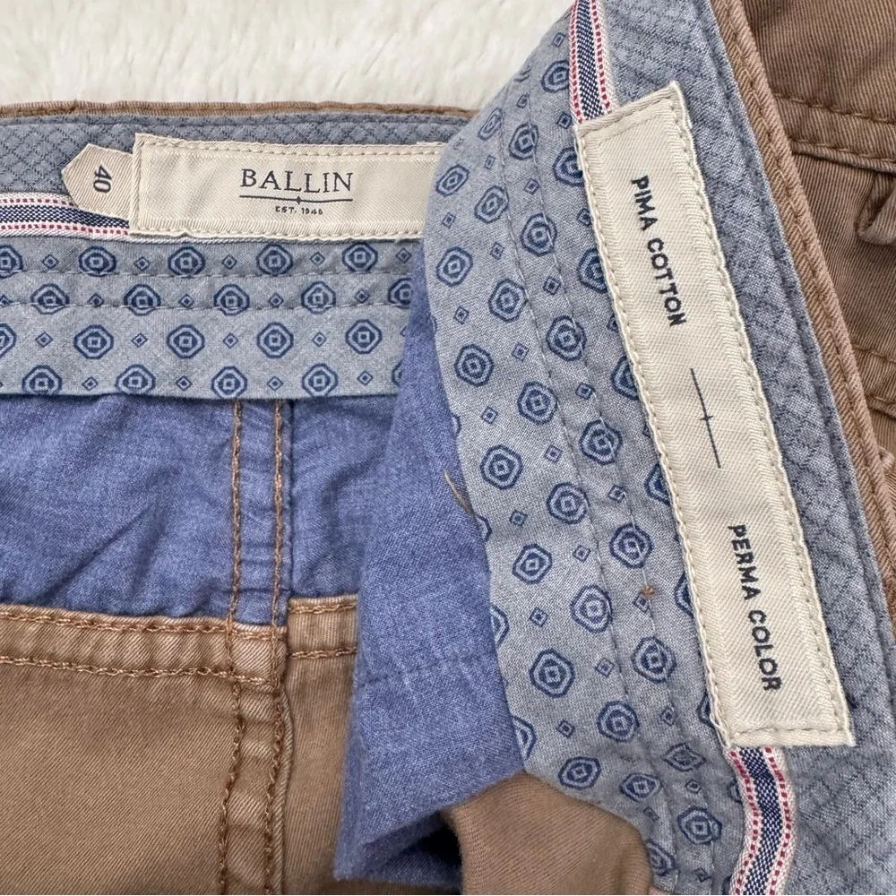 Ballin Pants Men 40x27 British Tan Chino Pima Cotton Modern‎ Fit 5-Pocket Casual